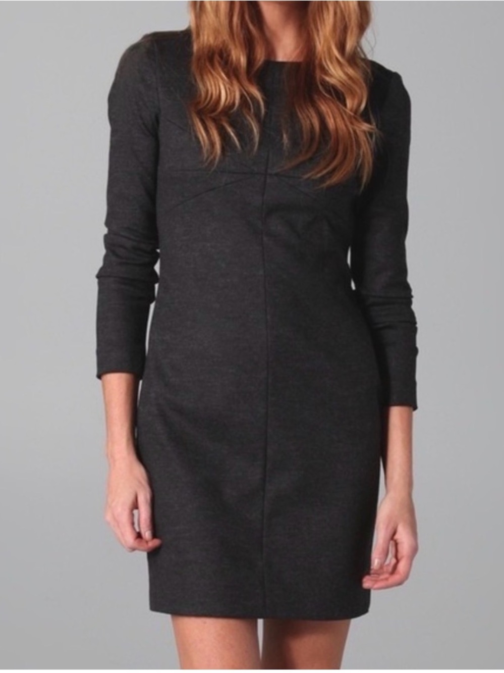 DVF Diane Von Furstenberg Lee Gray Wool Blend Star Seam Sheath Dress Size 8
